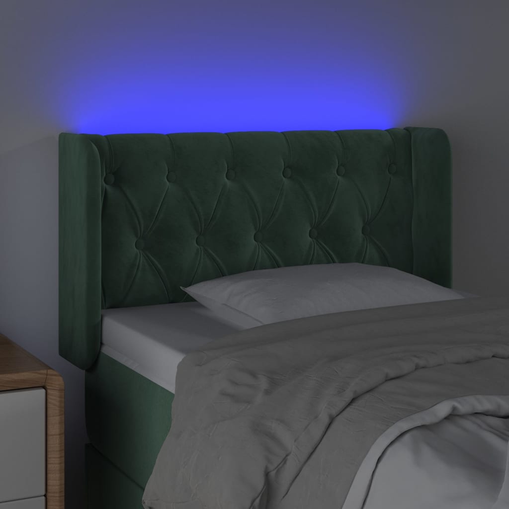 Tête de lit à LED Vert foncé 83x16x78/88 cm Velours - XIOS