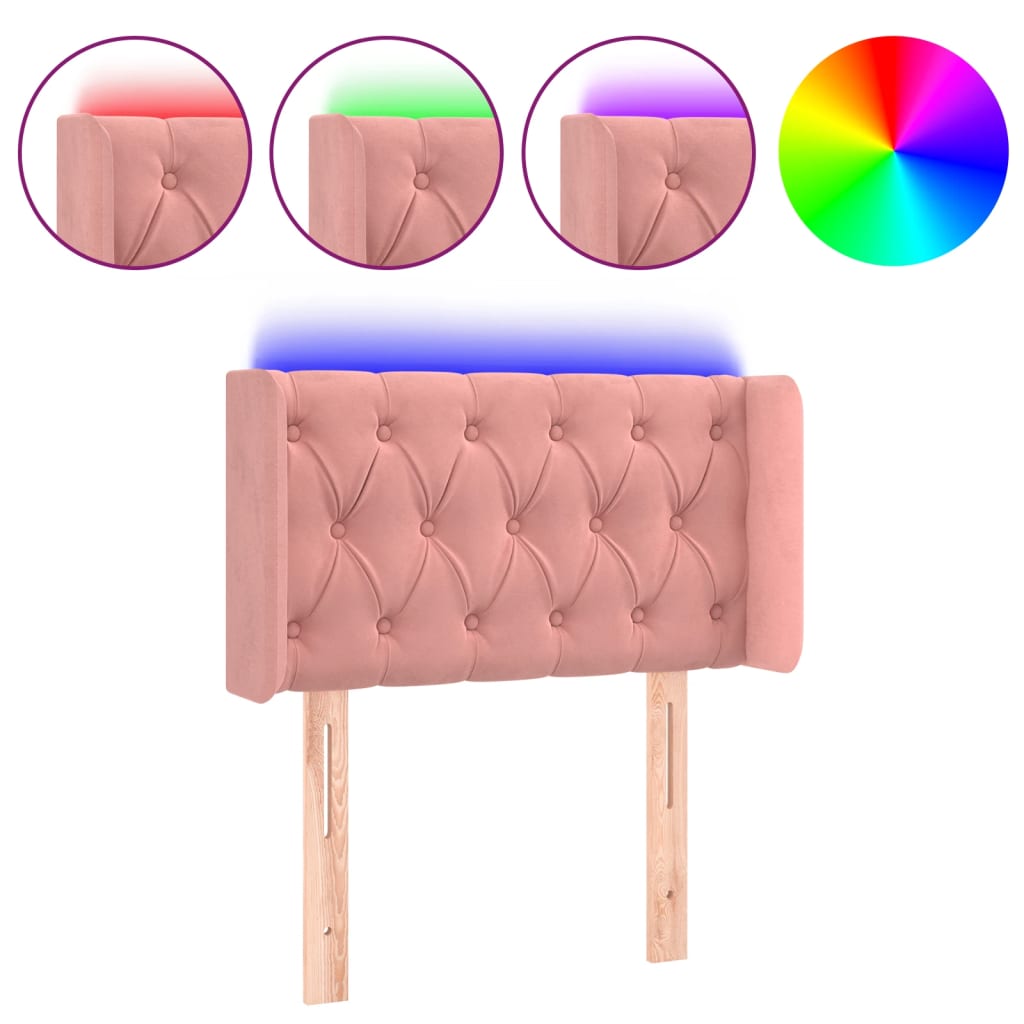 Tête de lit à LED Rose 83x16x78/88 cm Velours - XIOS
