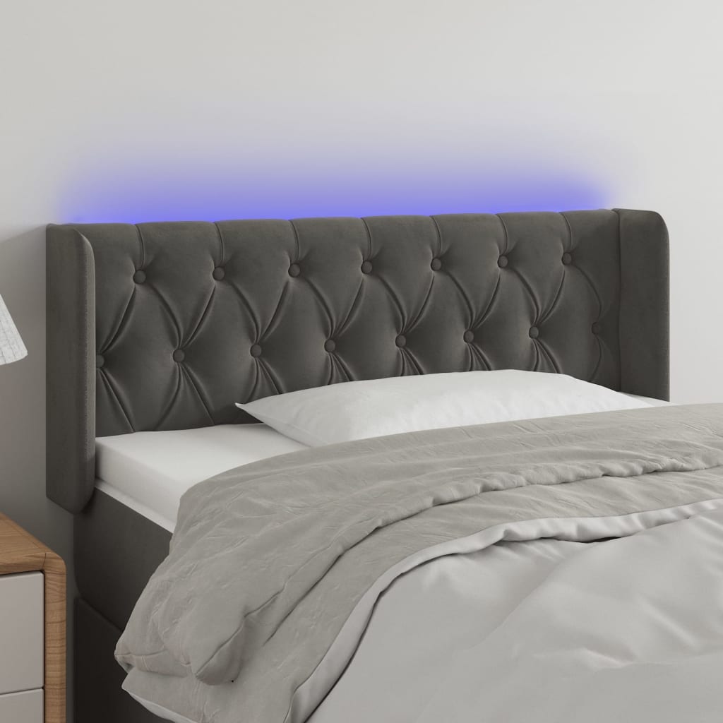 Tête de lit à LED Gris foncé 103x16x78/88 cm Velours - XIOS
