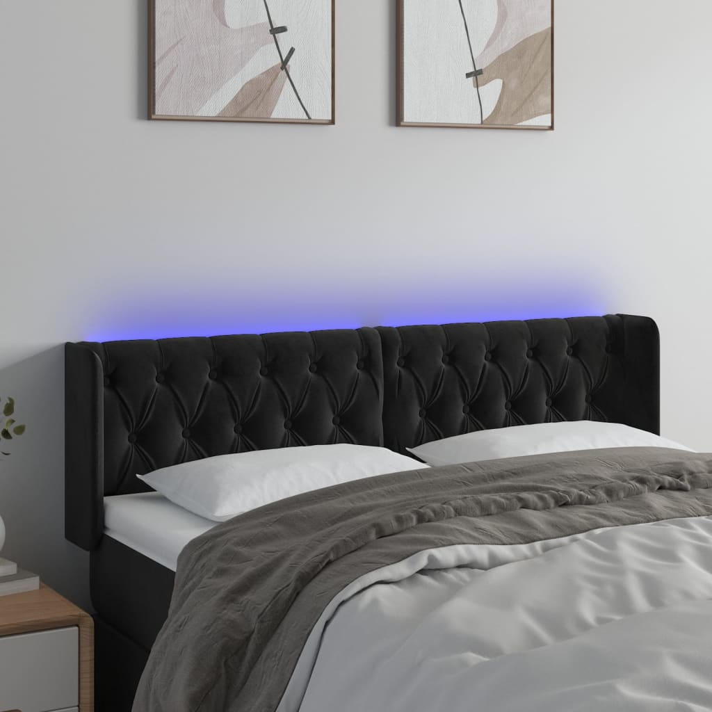Tête de lit à LED Noir 147x16x78/88 cm Velours - XIOS