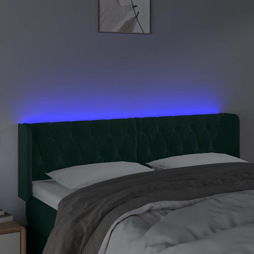 Tête de lit à LED Vert foncé 147x16x78/88 cm Velours - XIOS