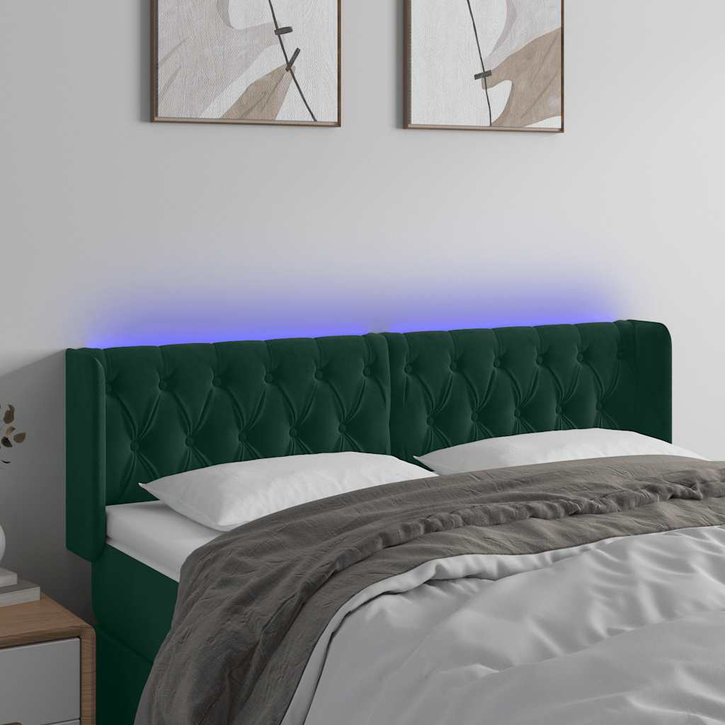 Tête de lit à LED Vert foncé 147x16x78/88 cm Velours - XIOS