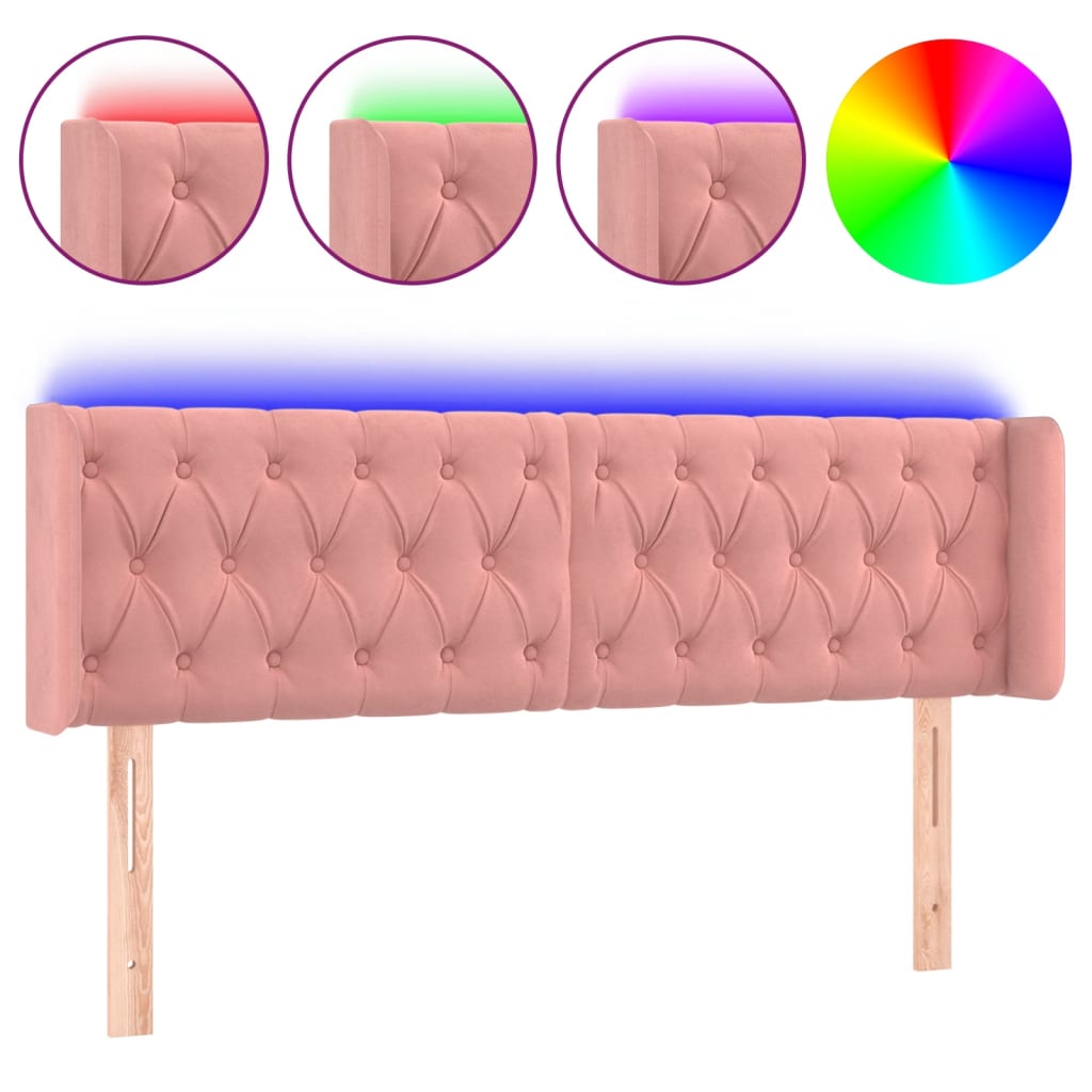 Tête de lit à LED Rose 163x16x78/88 cm Velours - XIOS