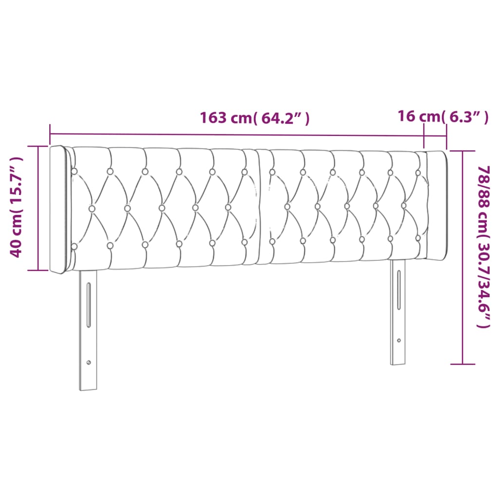 Tête de lit à LED Rose 163x16x78/88 cm Velours - XIOS