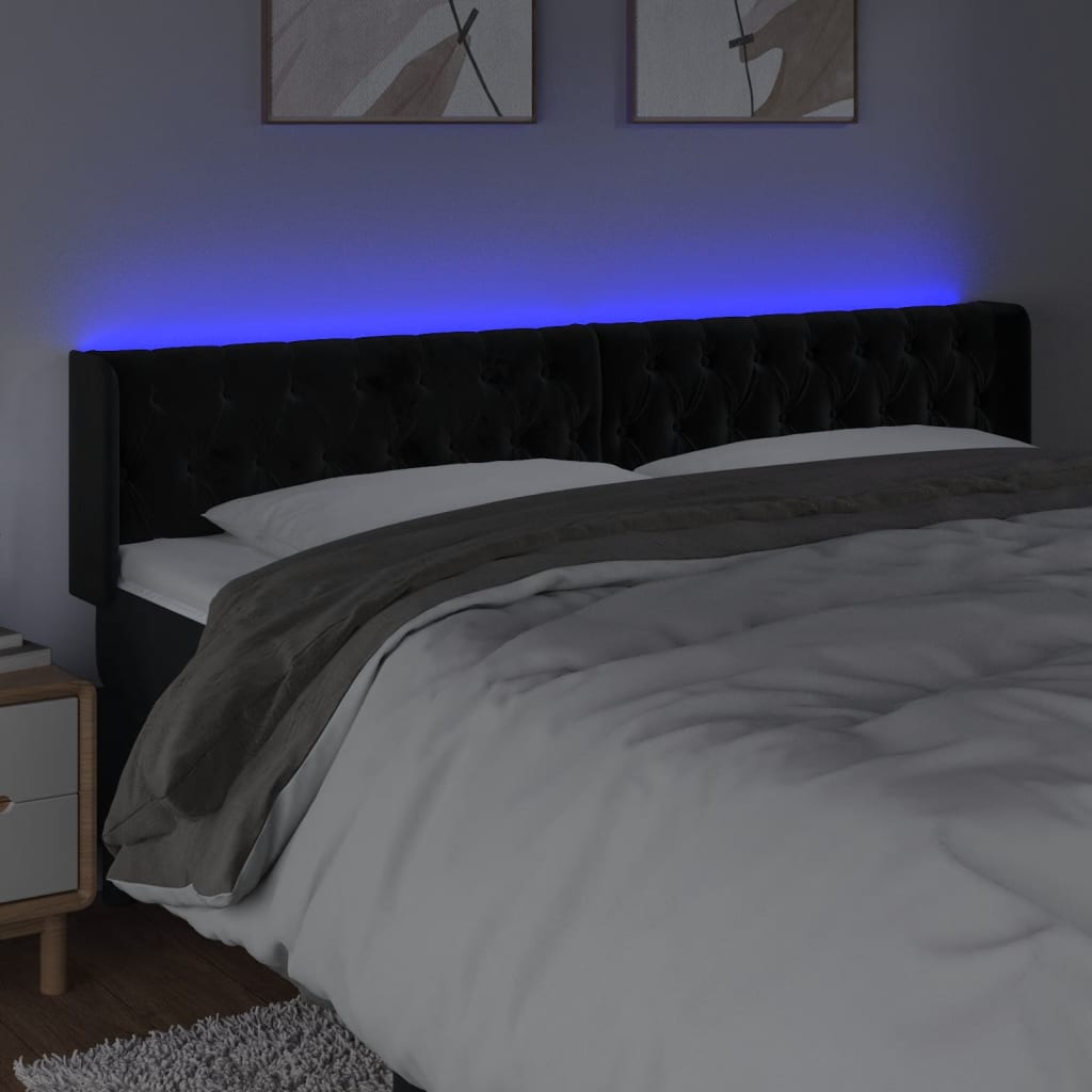 Tête de lit à LED Noir 183x16x78/88 cm Velours - XIOS