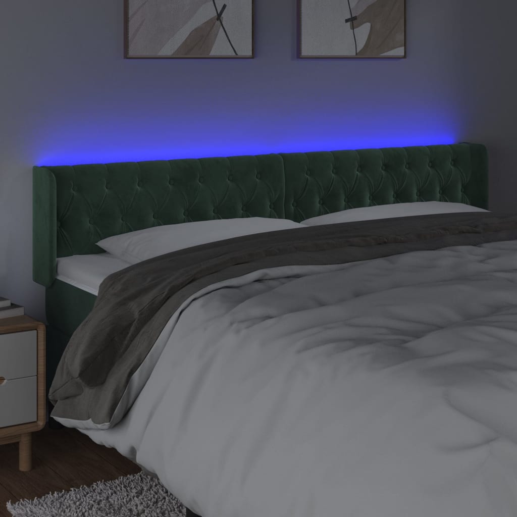 Tête de lit à LED Vert foncé 183x16x78/88 cm Velours - XIOS