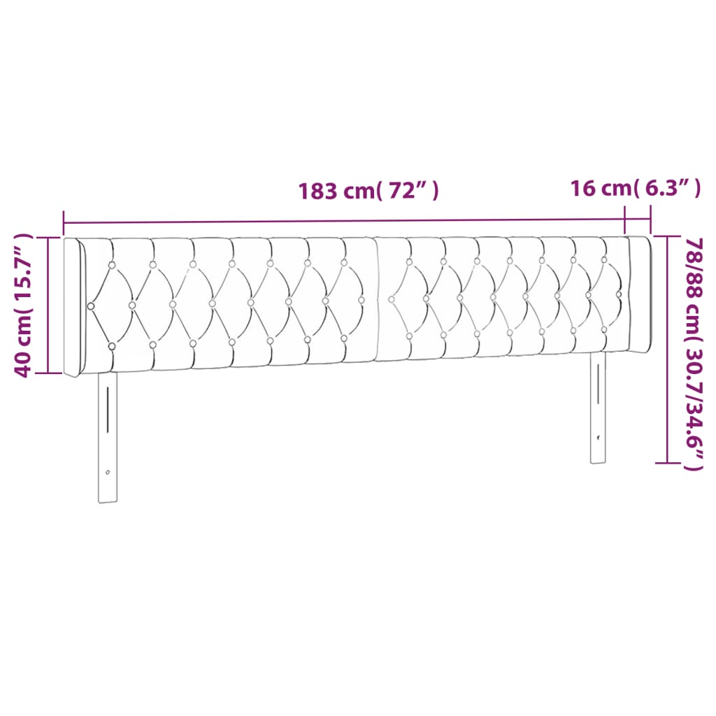 Tête de lit à LED Rose 183x16x78/88 cm Velours - XIOS