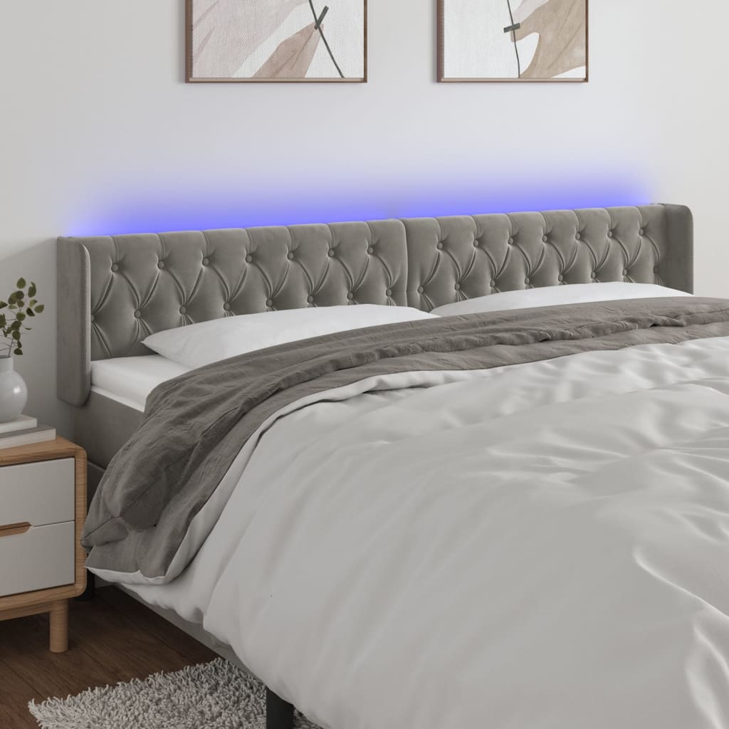Tête de lit à LED Gris clair 203x16x78/88 cm Velours - XIOS