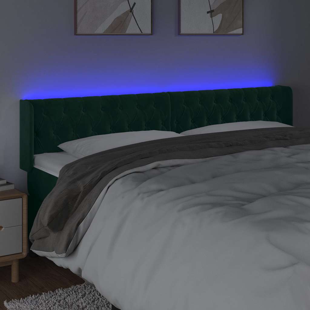 Tête de lit à LED Vert foncé 203x16x78/88 cm Velours - XIOS