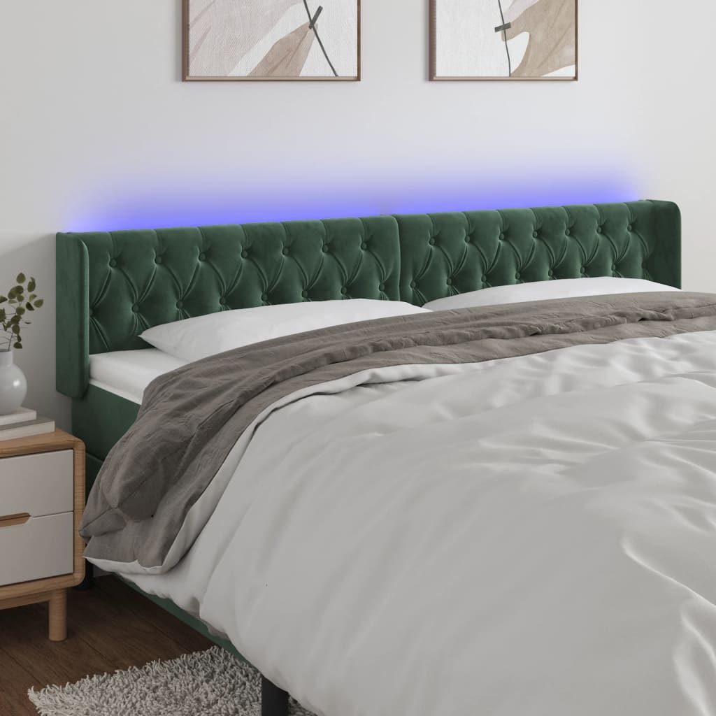 Tête de lit à LED Vert foncé 203x16x78/88 cm Velours - XIOS