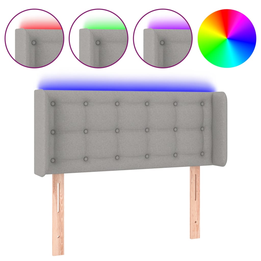 Tête de lit à LED Gris clair 83x16x78/88 cm Tissu - XIOS