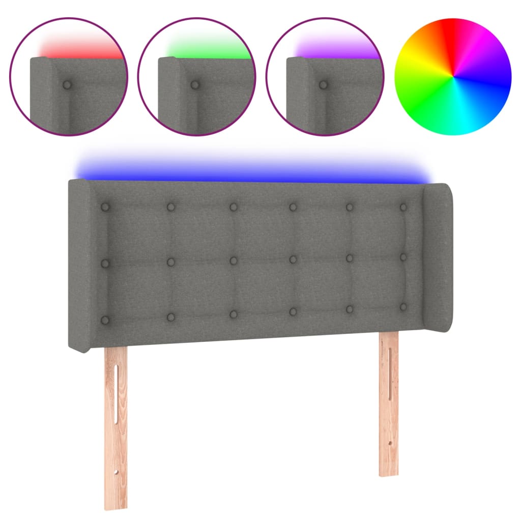 Tête de lit à LED Gris foncé 93x16x78/88 cm Tissu - XIOS