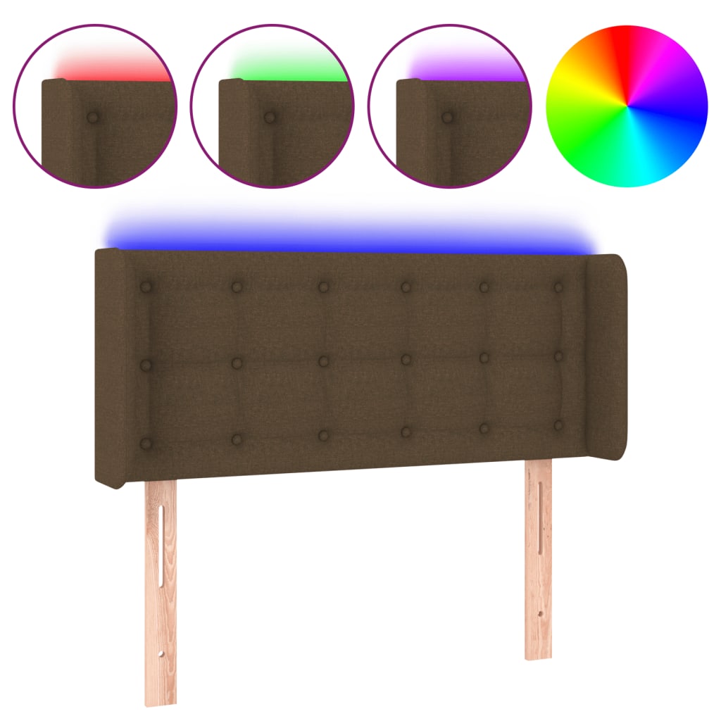 Tête de lit à LED Marron foncé 93x16x78/88 cm Tissu - XIOS