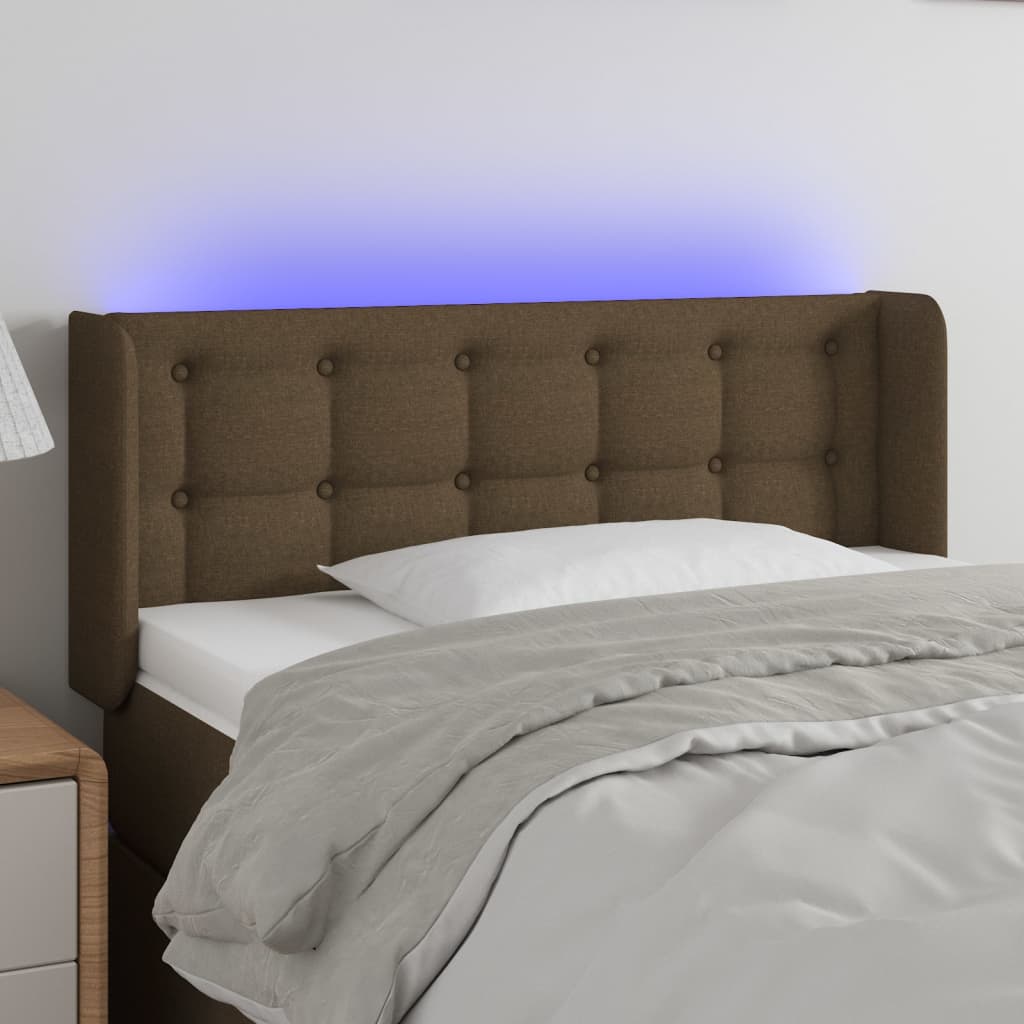 Tête de lit à LED Marron foncé 93x16x78/88 cm Tissu - XIOS