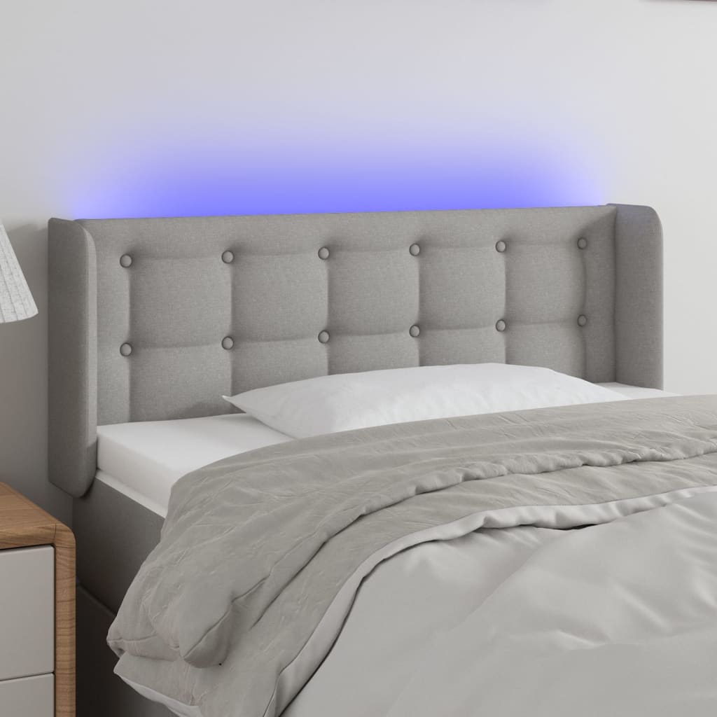 Tête de lit à LED Gris clair 103x16x78/88 cm Tissu - XIOS