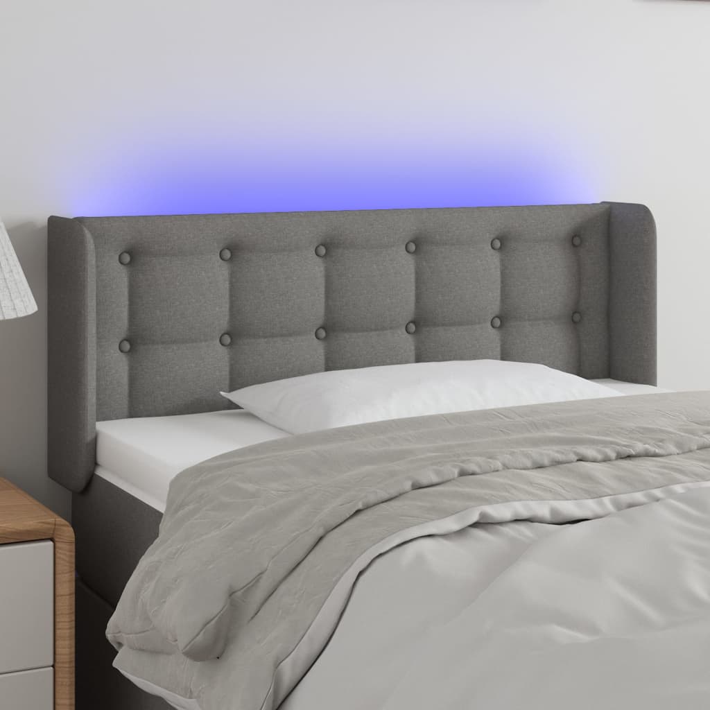 Tête de lit à LED Gris foncé 103x16x78/88 cm Tissu - XIOS