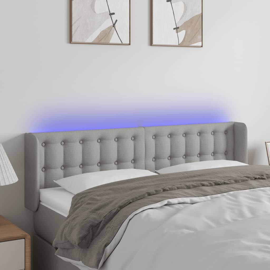 Tête de lit à LED Gris clair 147x16x78/88 cm Tissu - XIOS