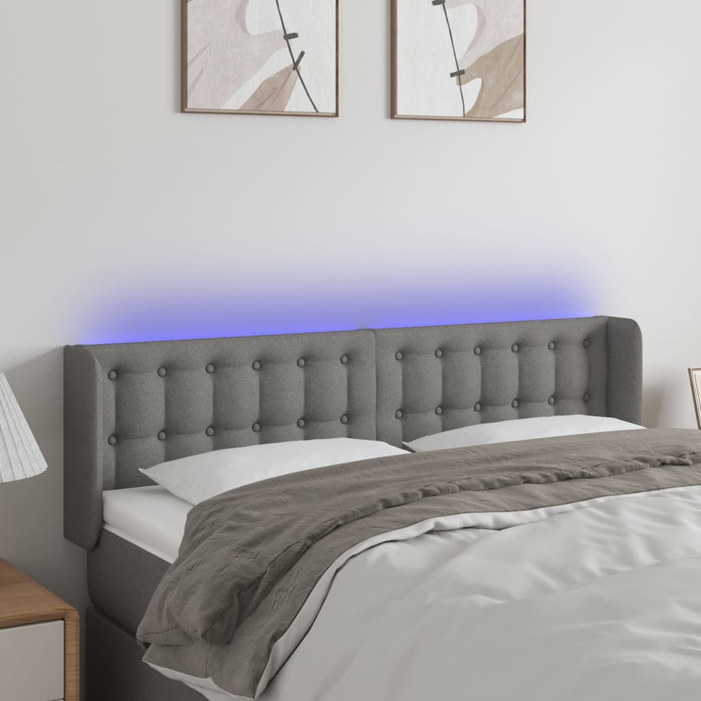 Tête de lit à LED Gris foncé 147x16x78/88 cm Tissu - XIOS