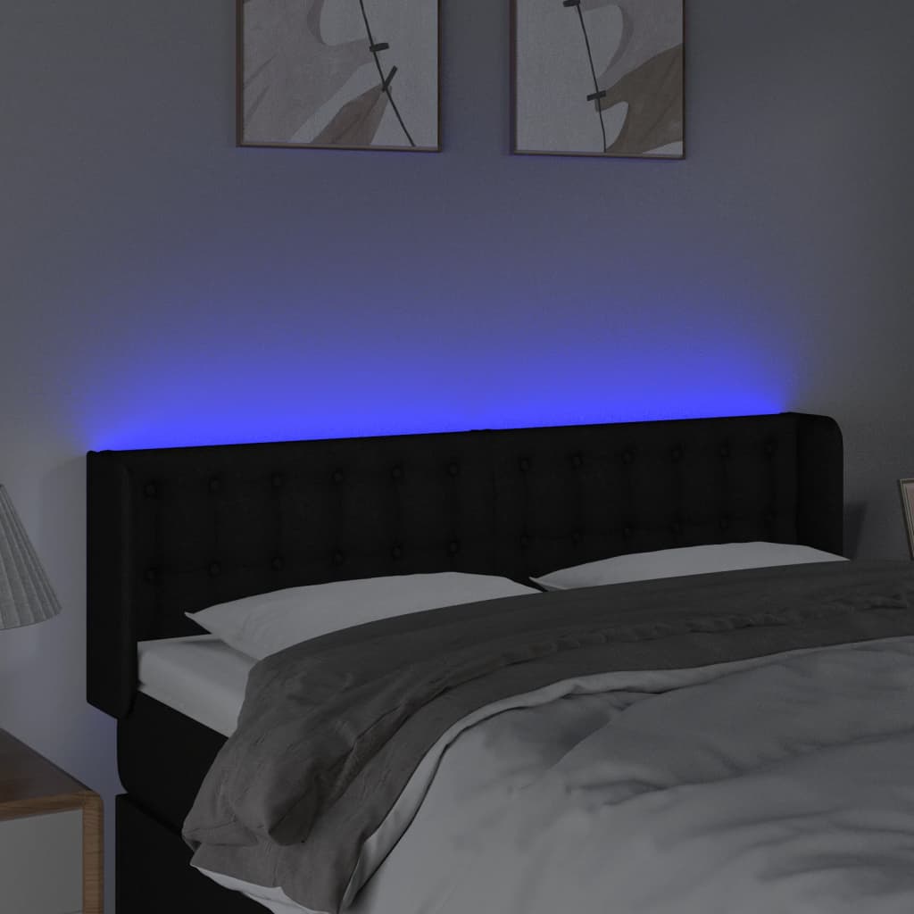 Tête de lit à LED Noir 147x16x78/88 cm Tissu - XIOS