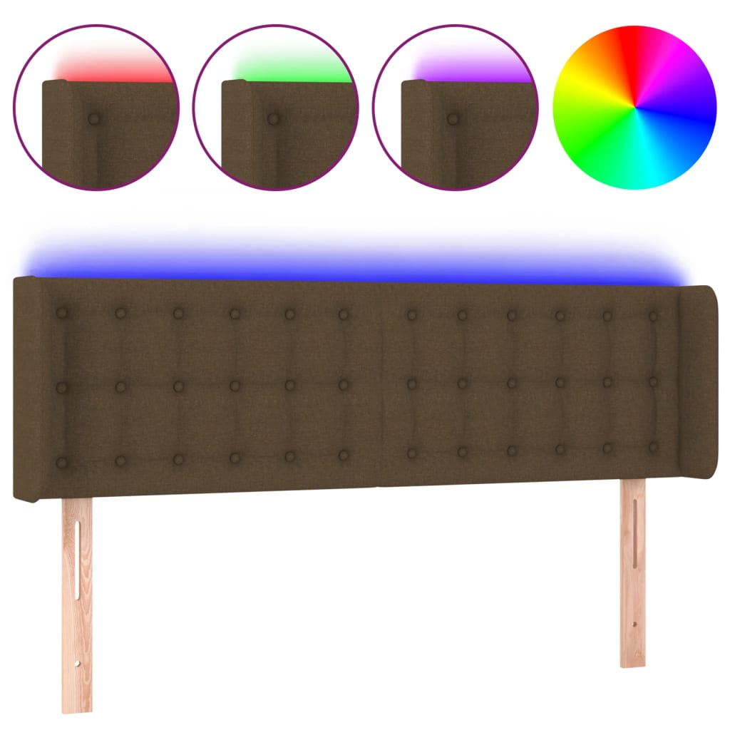 Tête de lit à LED Marron foncé 147x16x78/88 cm Tissu - XIOS