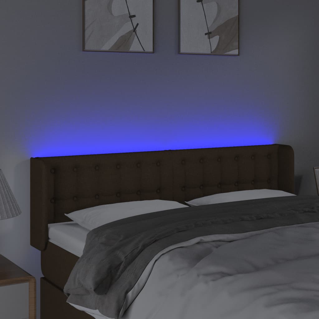 Tête de lit à LED Marron foncé 147x16x78/88 cm Tissu - XIOS
