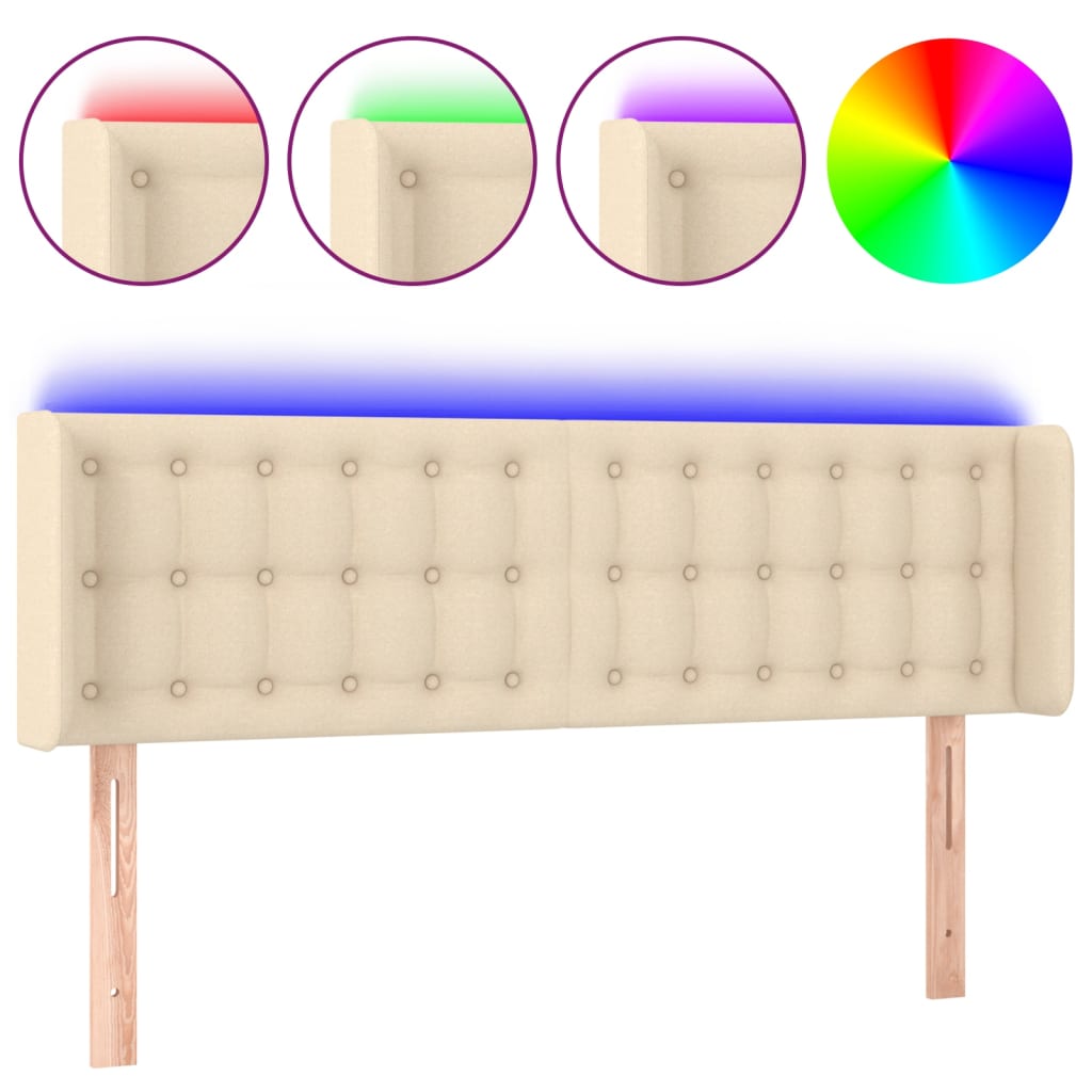 Tête de lit à LED Crème 147x16x78/88 cm Tissu - XIOS
