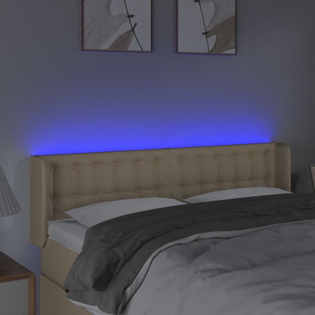 Tête de lit à LED Crème 147x16x78/88 cm Tissu - XIOS