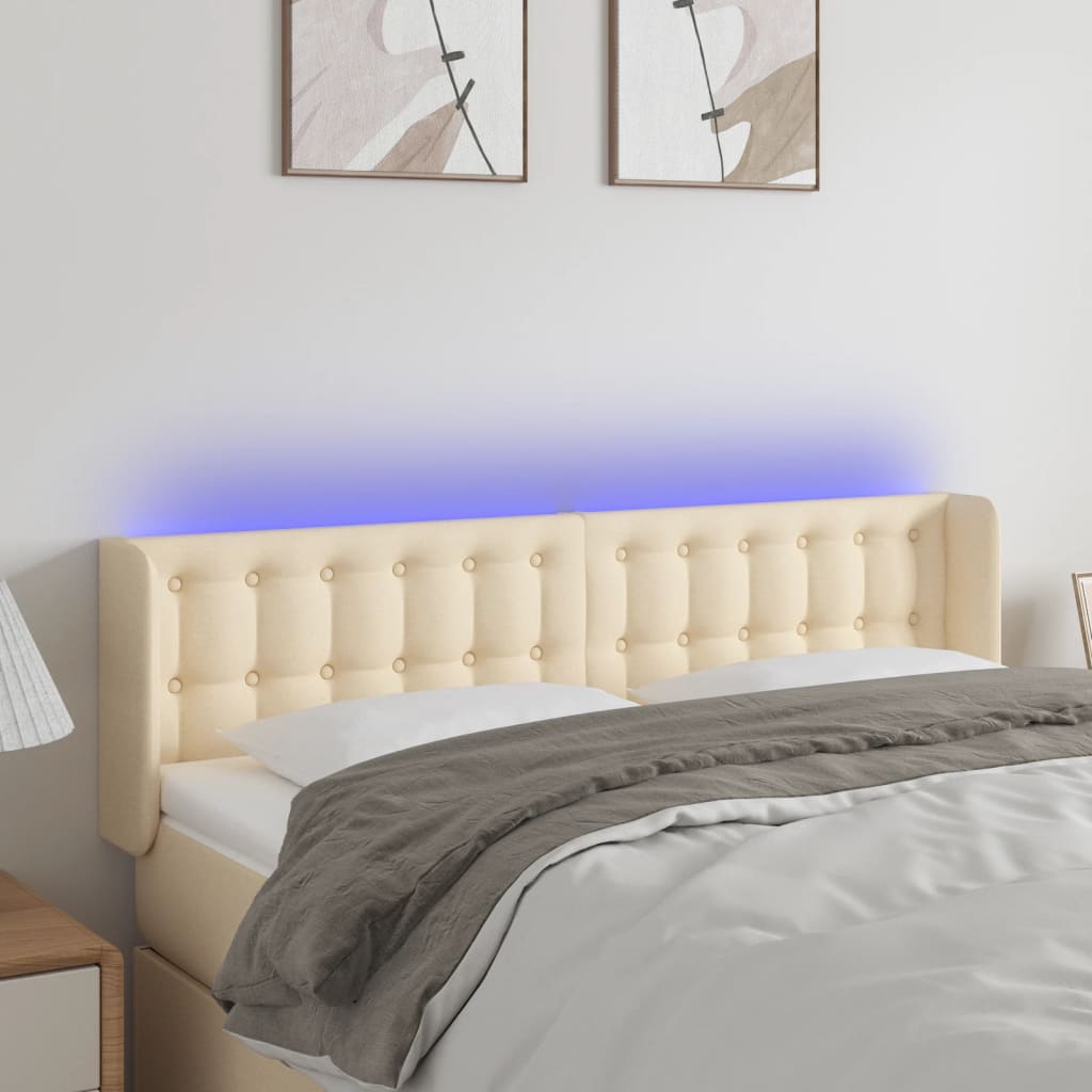 Tête de lit à LED Crème 147x16x78/88 cm Tissu - XIOS