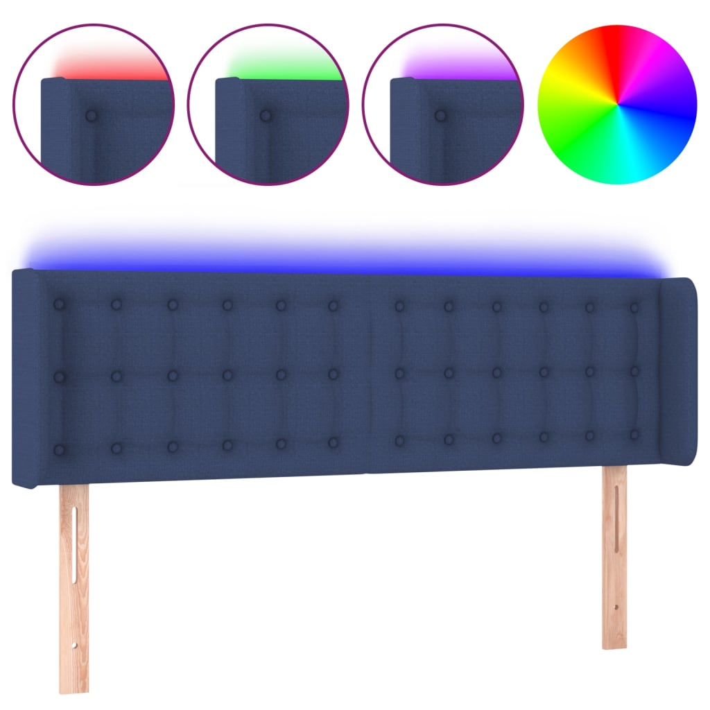 Tête de lit à LED Bleu 147x16x78/88 cm Tissu - XIOS