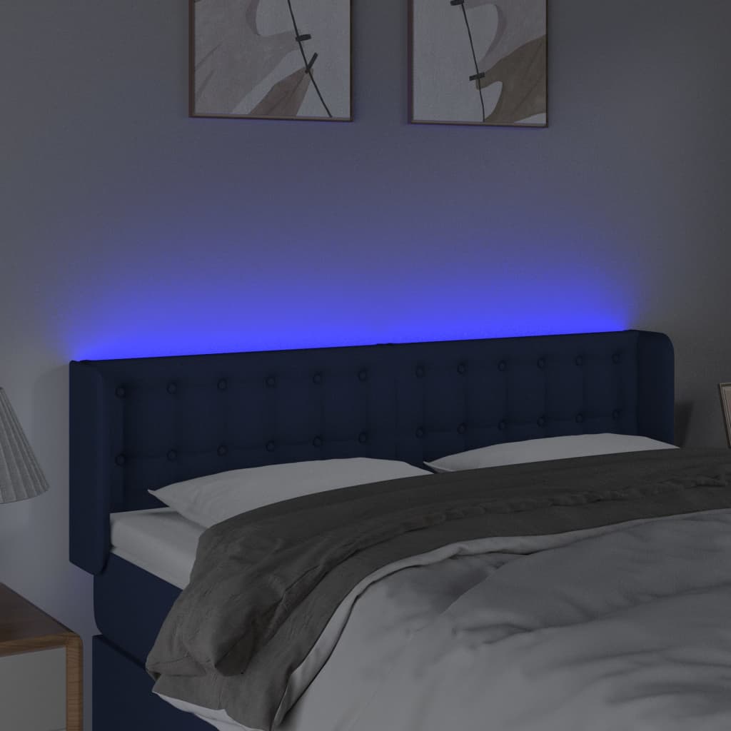 Tête de lit à LED Bleu 147x16x78/88 cm Tissu - XIOS