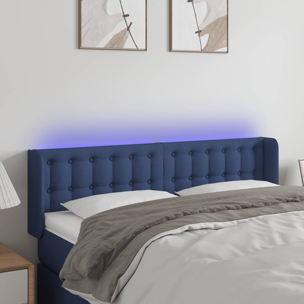 Tête de lit à LED Bleu 147x16x78/88 cm Tissu - XIOS