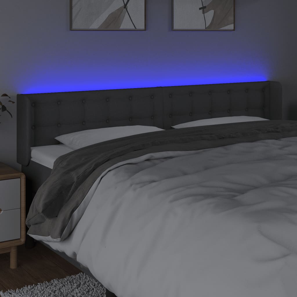 Tête de lit à LED Gris foncé 183x16x78/88 cm Tissu - XIOS