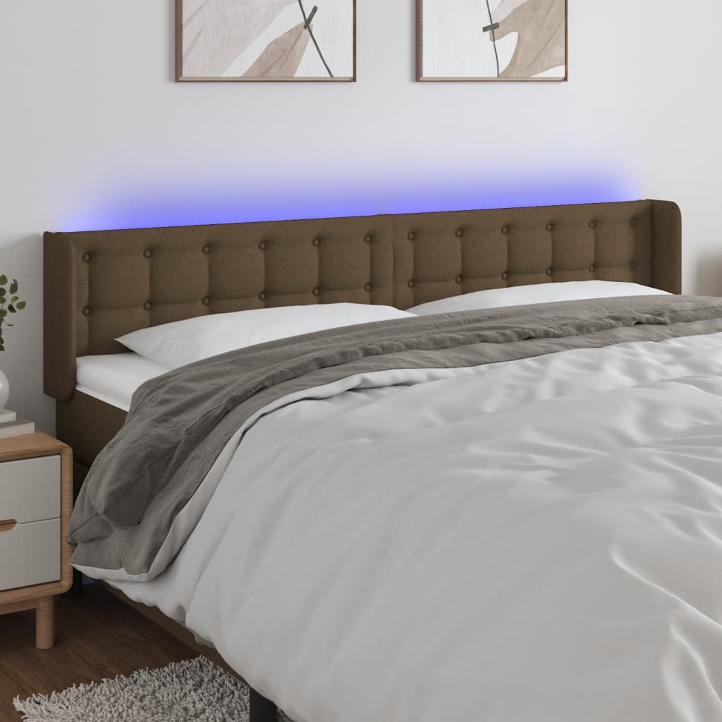Tête de lit à LED Marron foncé 183x16x78/88 cm Tissu - XIOS