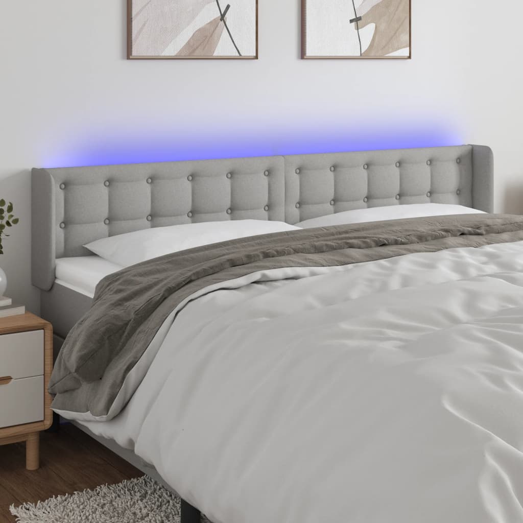 Tête de lit à LED Gris clair 203x16x78/88 cm Tissu - XIOS
