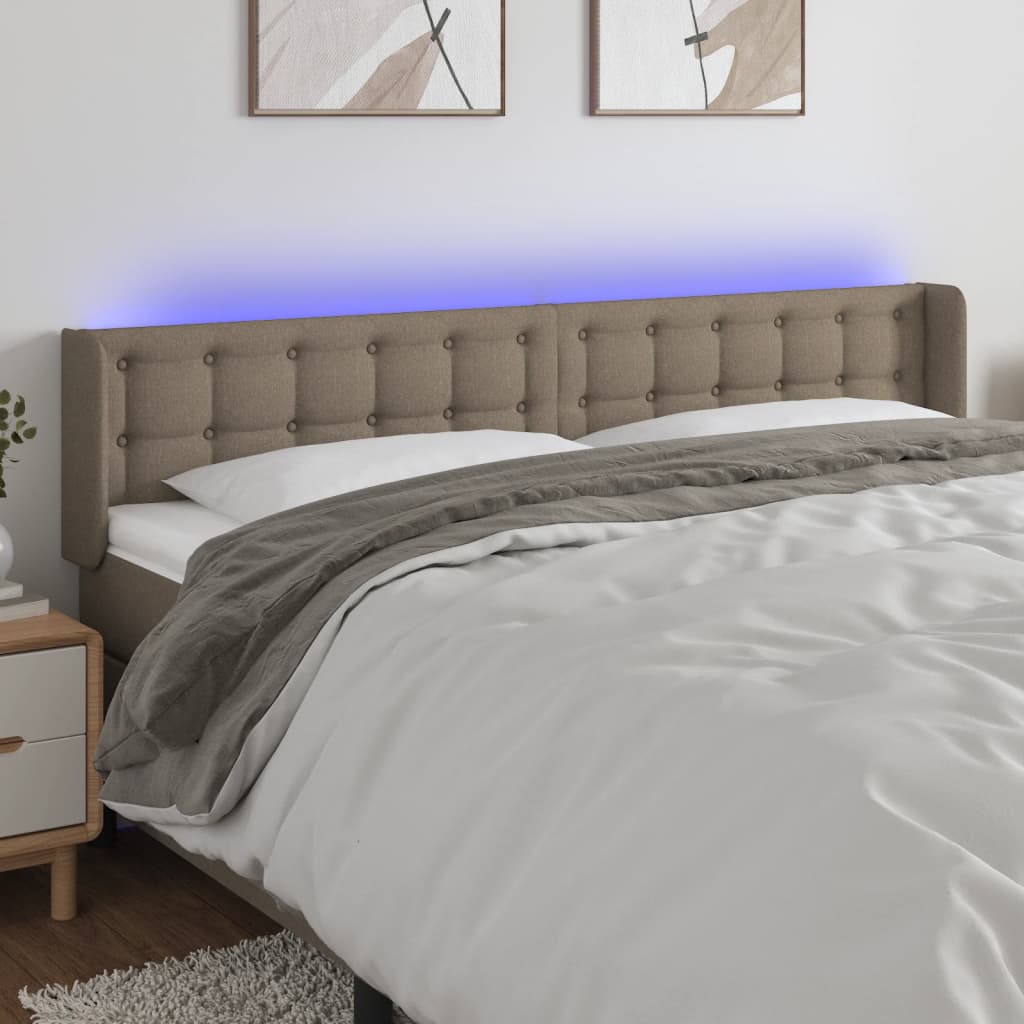 Tête de lit à LED Taupe 203x16x78/88 cm Tissu - XIOS
