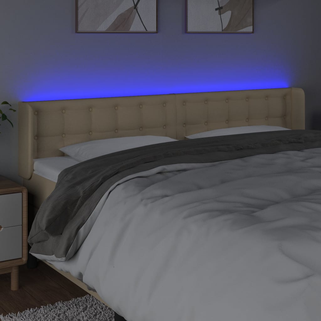 Tête de lit à LED Crème 203x16x78/88 cm Tissu - XIOS