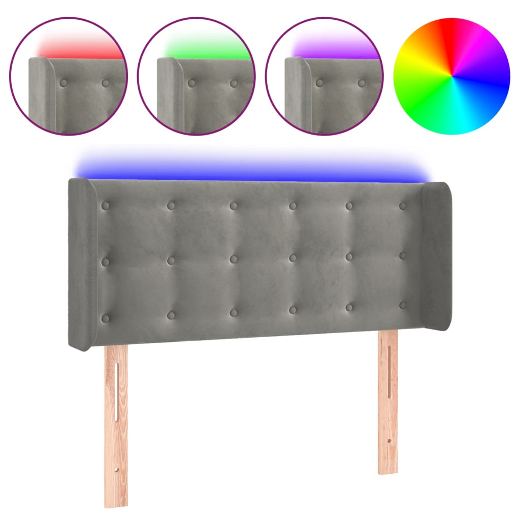 Tête de lit à LED Gris clair 93x16x78/88 cm Velours - XIOS