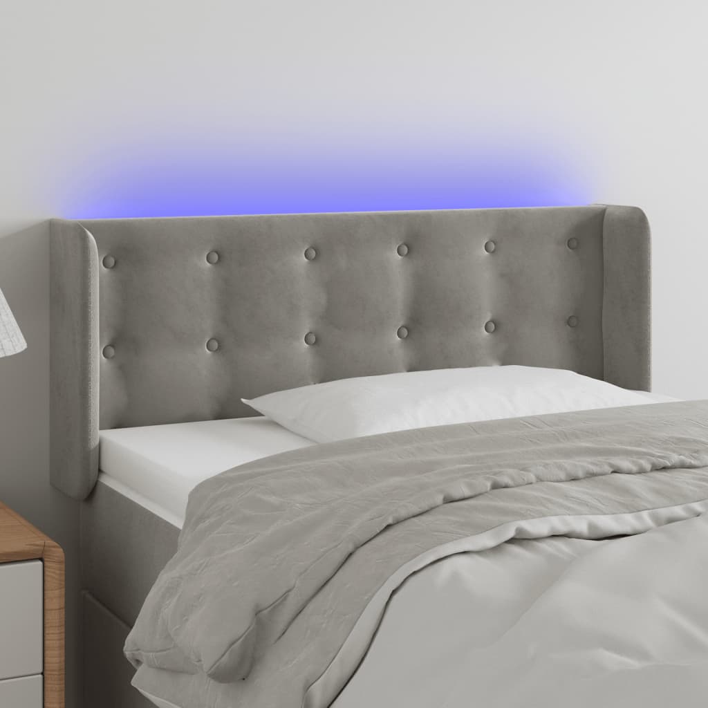 Tête de lit à LED Gris clair 93x16x78/88 cm Velours - XIOS