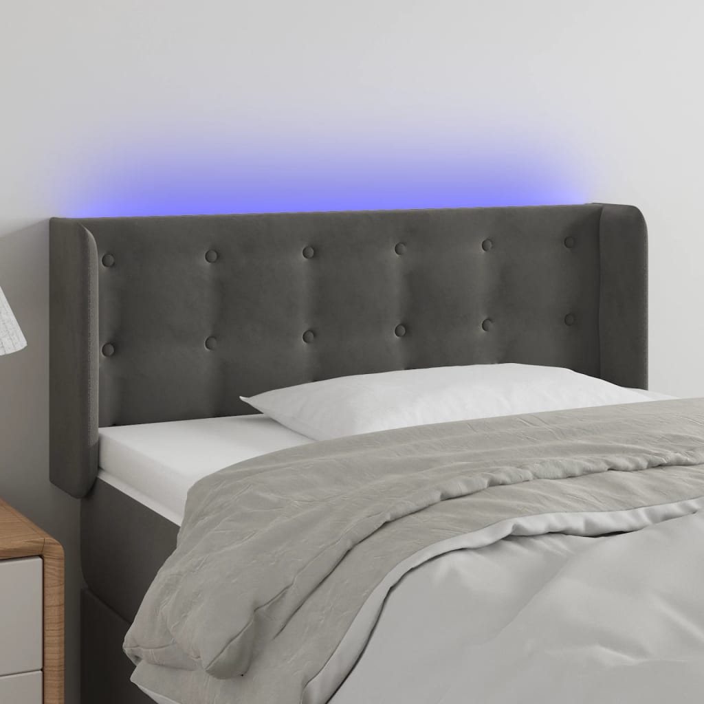 Tête de lit à LED Gris foncé 93x16x78/88 cm Velours - XIOS