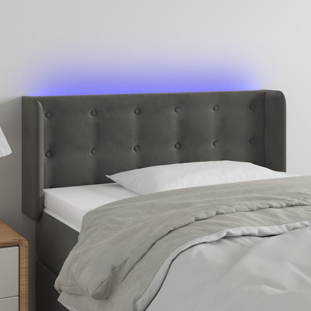 Tête de lit à LED Gris foncé 103x16x78/88 cm Velours - XIOS