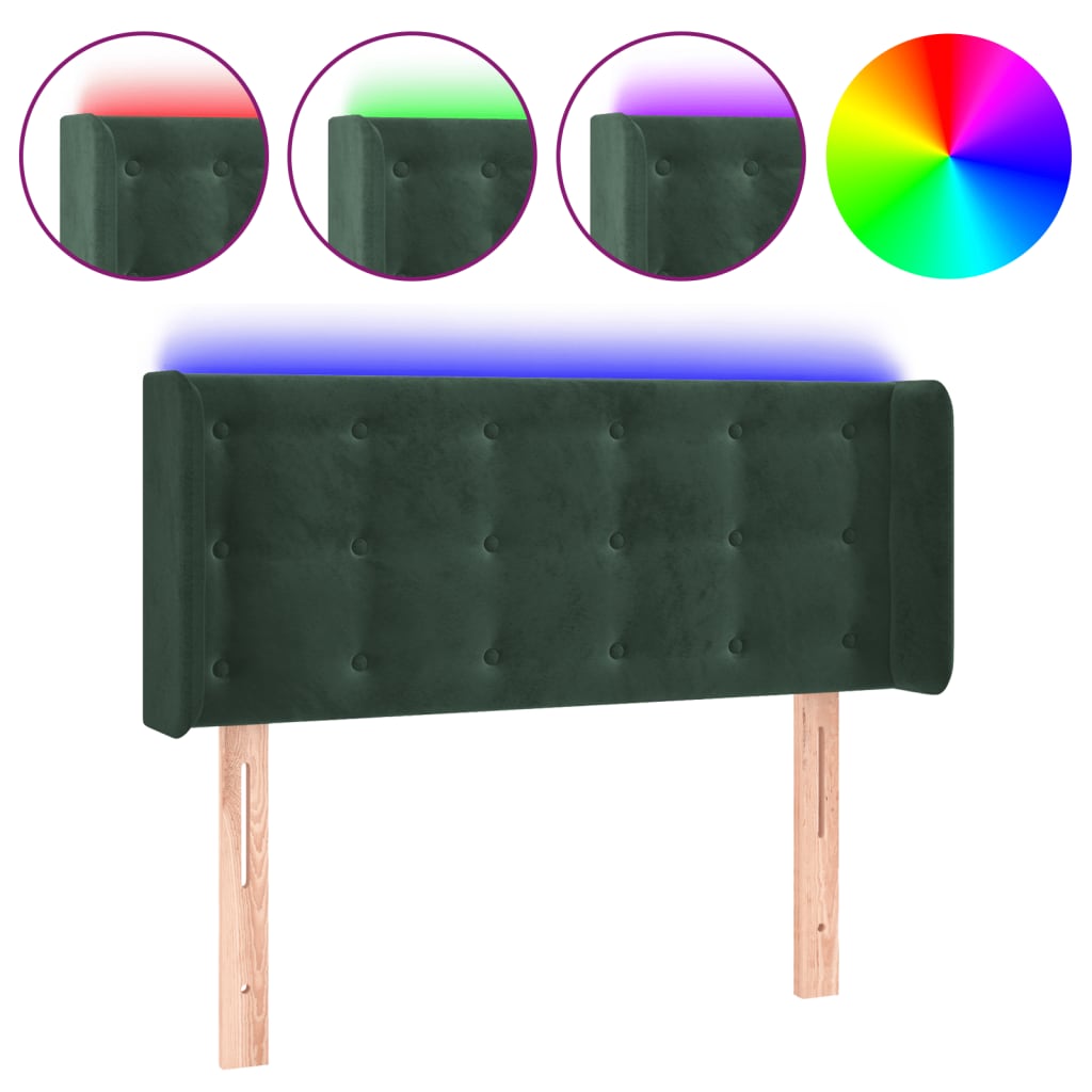 Tête de lit à LED Vert foncé 103x16x78/88 cm Velours - XIOS