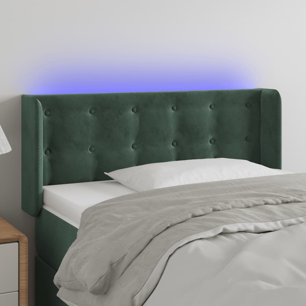 Tête de lit à LED Vert foncé 103x16x78/88 cm Velours - XIOS
