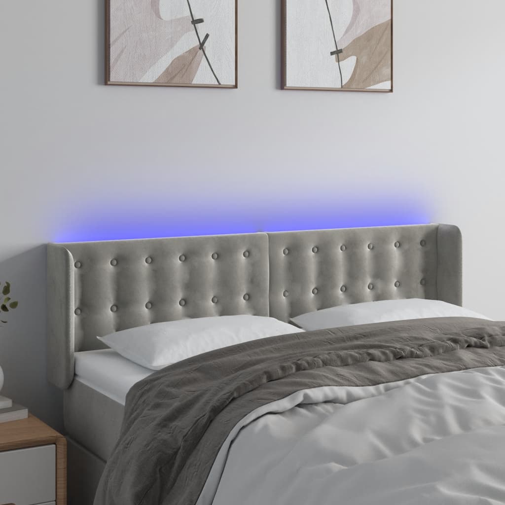 Tête de lit à LED Gris clair 147x16x78/88 cm Velours - XIOS