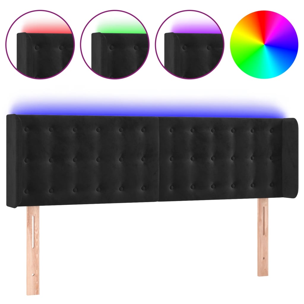 Tête de lit à LED Noir 147x16x78/88 cm Velours - XIOS