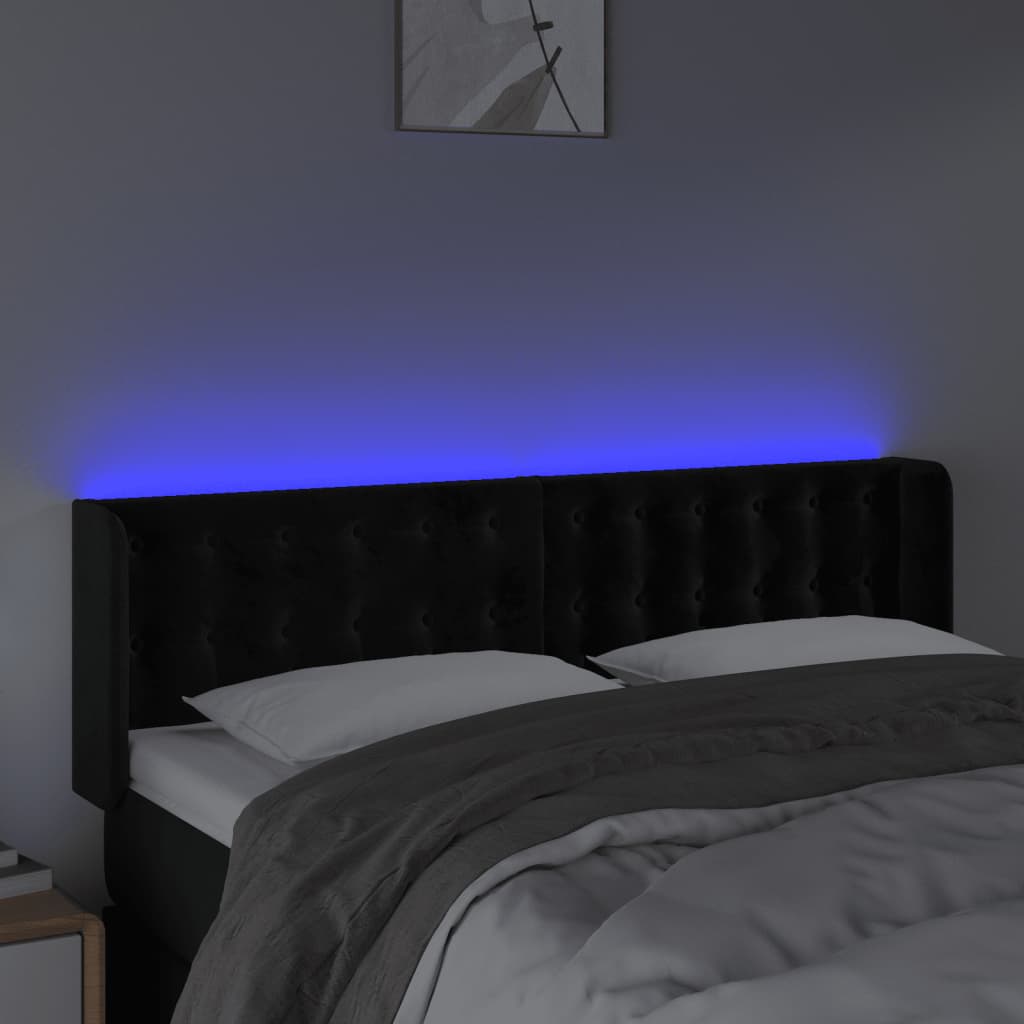 Tête de lit à LED Noir 147x16x78/88 cm Velours - XIOS