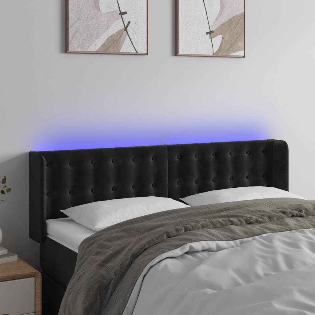 Tête de lit à LED Noir 147x16x78/88 cm Velours - XIOS