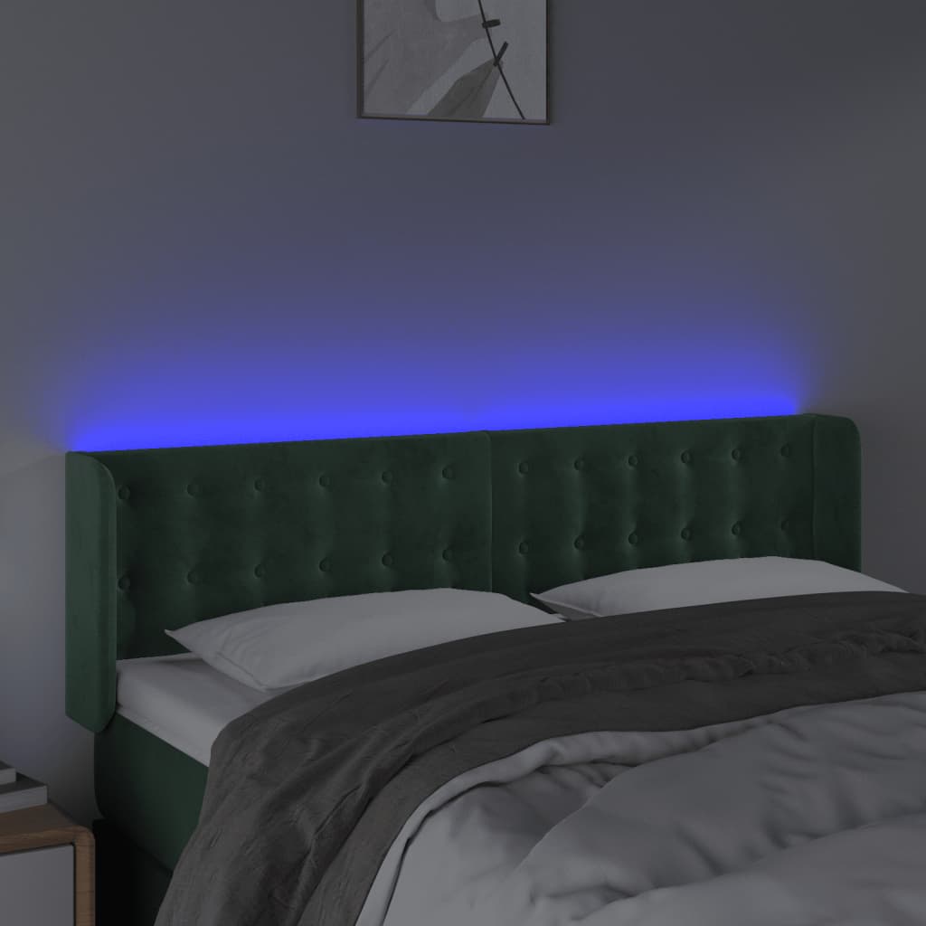 Tête de lit à LED Vert foncé 147x16x78/88 cm Velours - XIOS
