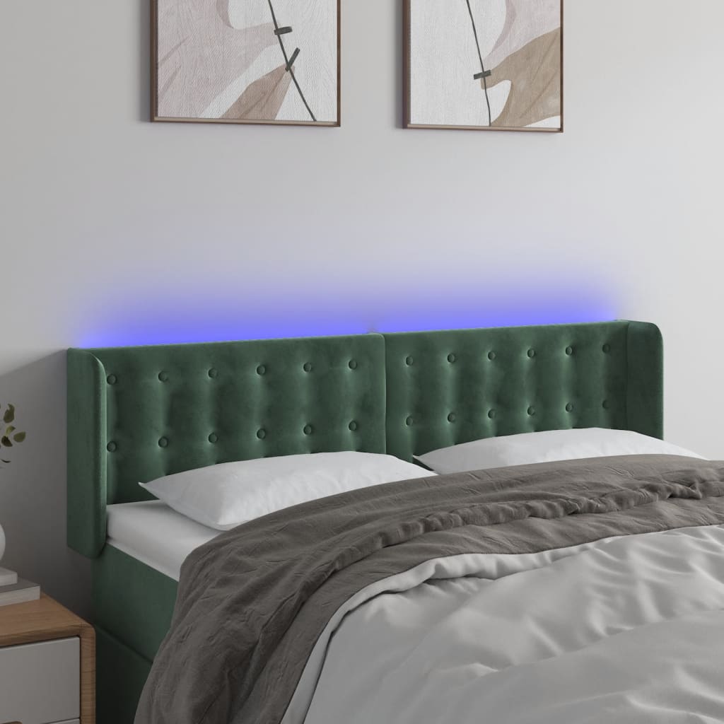 Tête de lit à LED Vert foncé 147x16x78/88 cm Velours - XIOS