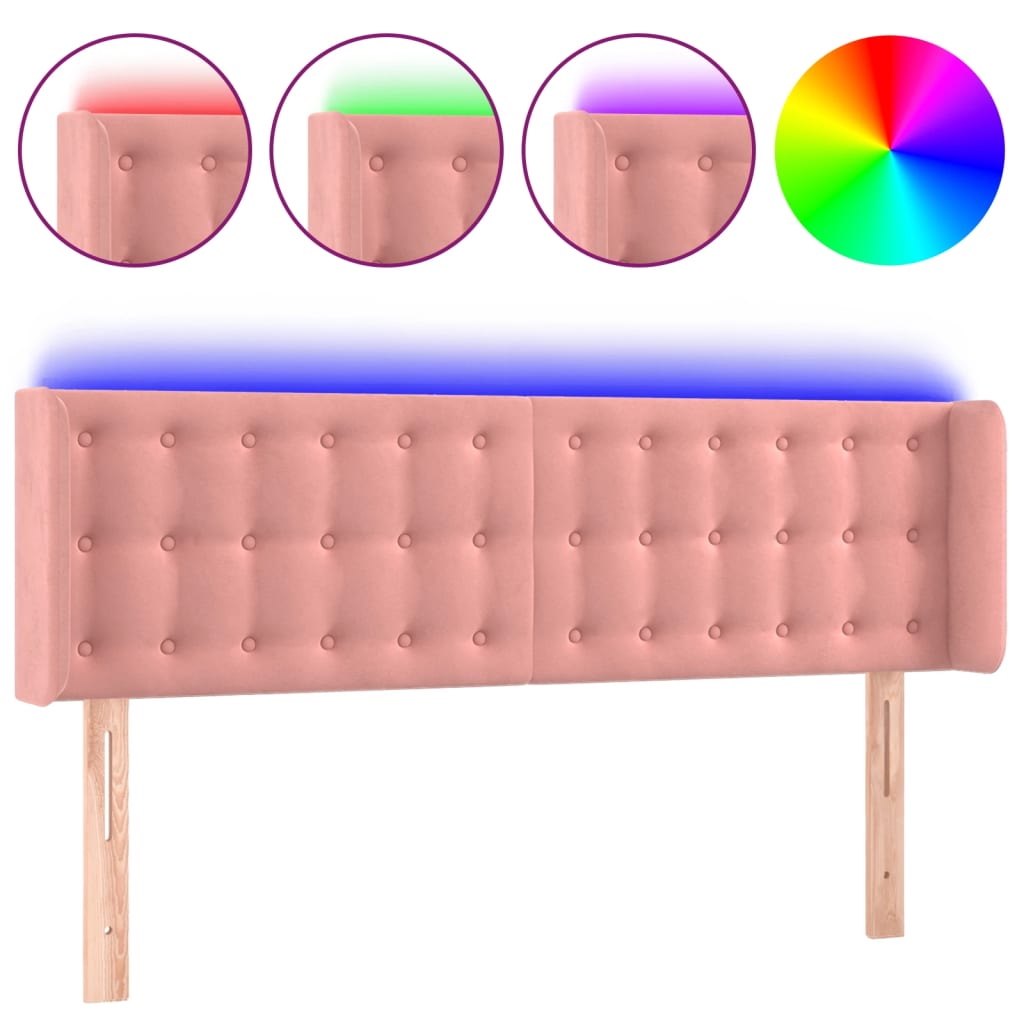 Tête de lit à LED Rose 147x16x78/88 cm Velours - XIOS