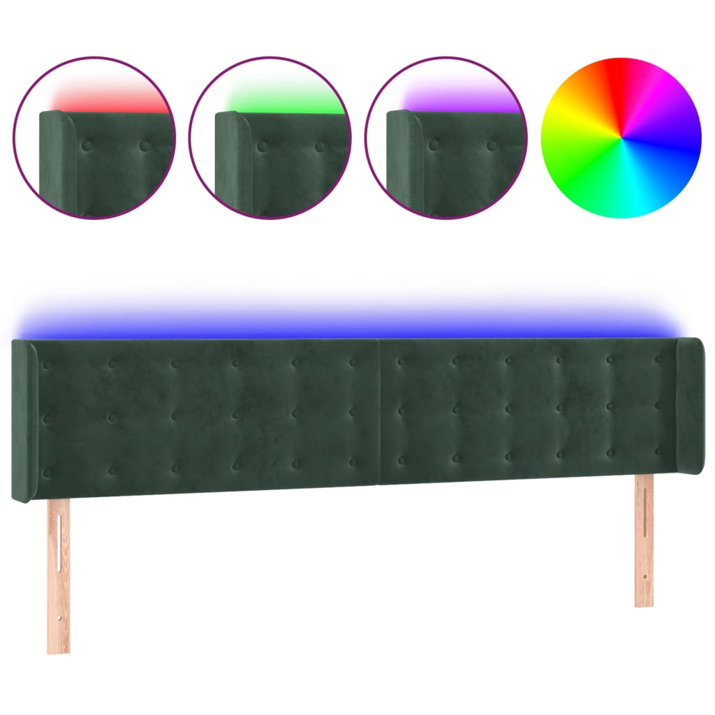 Tête de lit à LED Vert foncé 163x16x78/88 cm Velours - XIOS